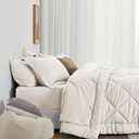 Love's cabin Full Comforter Set Off White, 7 Pieces Full Bed in a Bag, All Season Bedding Sets with 1 Comforter, 1 Flat Sheet, 1 Fitted Sheet, 2 Pillowcase and 2 Pillow Sham | Soft, Breathable, Lightweight, Comfortable