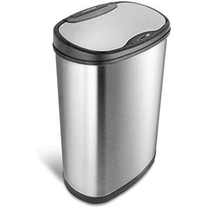 NINESTARS Stainless Steel DZT-50-25 Motion Sensor Trash Can, Large, 50liters, Silver