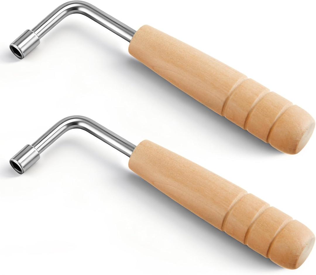 Boao 2 Pack Universal L Shaped Harp Tuning Key Lever Wrench, 4mm Square Hole for Harp Lyre and Other Small String Instruments, Nickel Plated Ergonomic Handle for Precise Adjustment