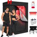 Portable Infrared 2 Person Saunas for Home,Sauna Box with 160 Leds Red Light Therapy,Steam Sauna Tent with 2 Steamers,2 Folding Chairs,5-Layer Waterproof and Remote Control,Full Body Home Spa
