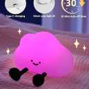 YISUN Cloud Night Light, Colorful Silicone Night Lights for Nursery, Rechargeable Dimmable Bedside Lamp with Timer, Soft Squishy Night Lamp Portable Kids Gift for Girls, Boys, Babies