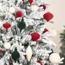 SY Super Bang 30PCS Velvet Christmas Ornaments Set, Flocked Shatterproof Assorted Hanging Xmas Tree Ball Decorations, for Home Party Holiday Decor, Coffee, Beige, Deep Green