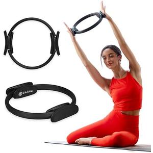 Gaiam Pilates Ring Fitness Circle - Lightweight & Durable Foam Padded Handles, Flexible Resistance Exercise Equipment for Toning Arms, Thighs/Legs & Core 12"