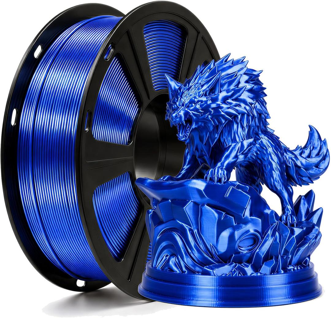 Silk PLA Filament 1.75mm Royal Blue 1KG, Shiny High Gloss Finish, Perfectly Wound, Accuracy +/-0.02mm 3D Printer Filament Vacuum Packaging
