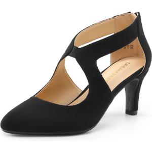 DREAM PAIRS Women's Pumps Closed Pointed Toe Kitten Heels Elegant Party Wedding Dress Shoes for Women (8.5, Black)