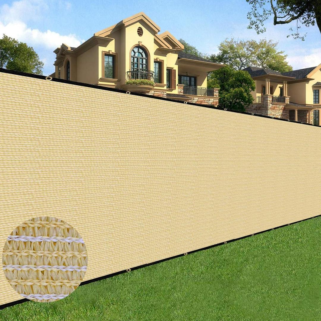Sunnyglade 6 feet x 50 feet Privacy Screen Fence Heavy Duty Fencing Mesh Shade Net Cover for Wall Garden Yard Backyard (Sand, 6 ft X 50 ft)