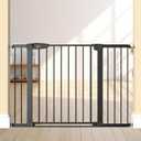 Baby Gate for Indoor Stairs & Doorways: Wide Expandable 27.9-42.1" Metal Safety Gate - Toddler Pets 30" Tall Dog Gate with Easy Install Pressure Mount Dual Lock & 2-Way Swing, Black.