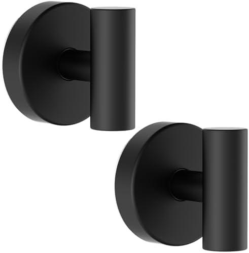 Bntuk Suction Cup Hooks, Removable Shower Hooks for Inside Shower – Towel Hooks for Bathroom Window Glass Mirror Tile, Bath Robe Looafh Hook for Hanging – Waterproof & Rustproof, Black (2 Pack)