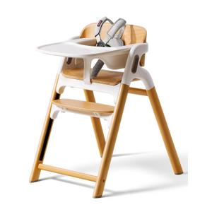 Momcozy DinerPal Wooden High Chair for Babies, Toddlers & Adults Up to 308 Lbs, Convertible Baby Highchair with Food-Grade Tray, Dishwasher-Safe, Adjustable & Ergonomic, Natural Wood
