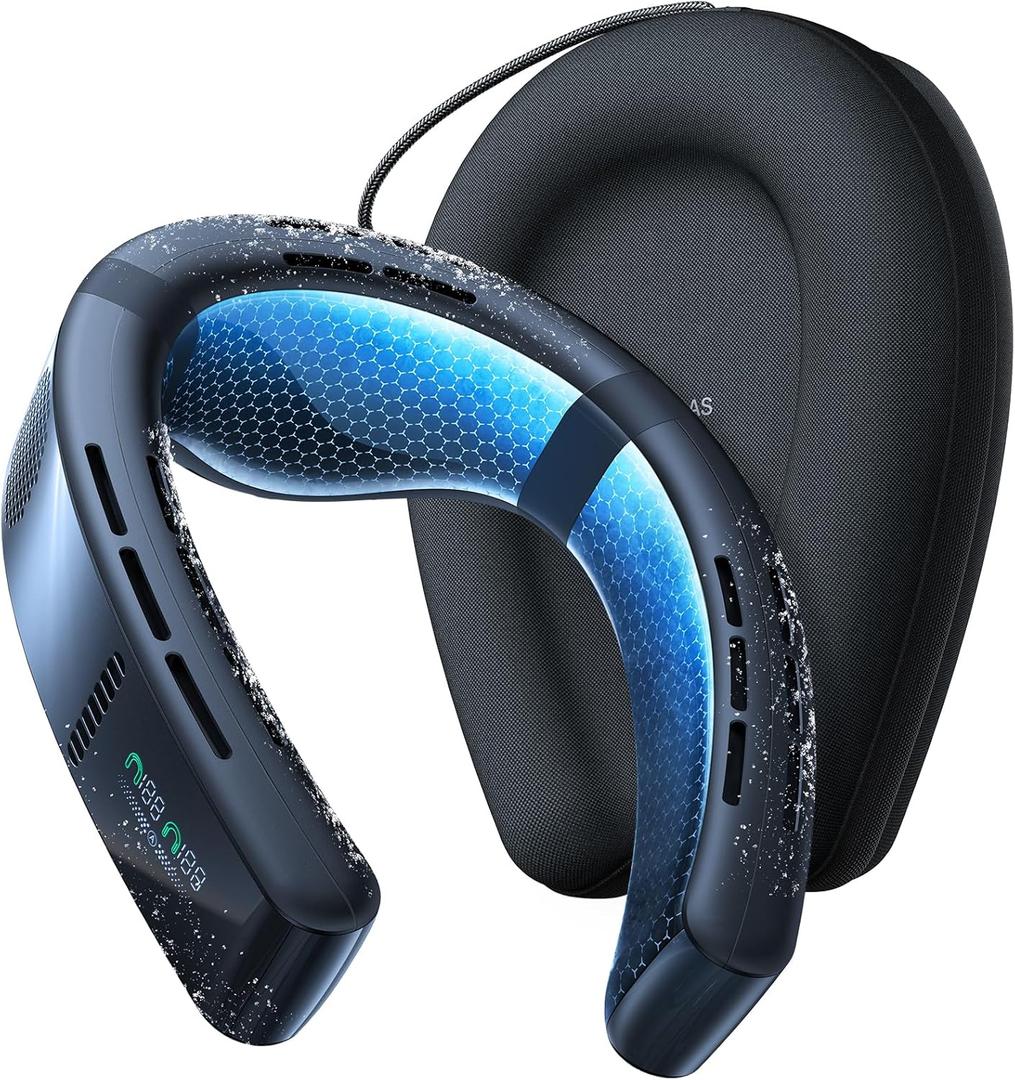 TORRAS - COOLiFY Cyber Ultimate Cooling Portable Neck Fan, Cooling, Heating, and Fan Rechargeable with 6000mAh, Neck Cooler - Cascade Black