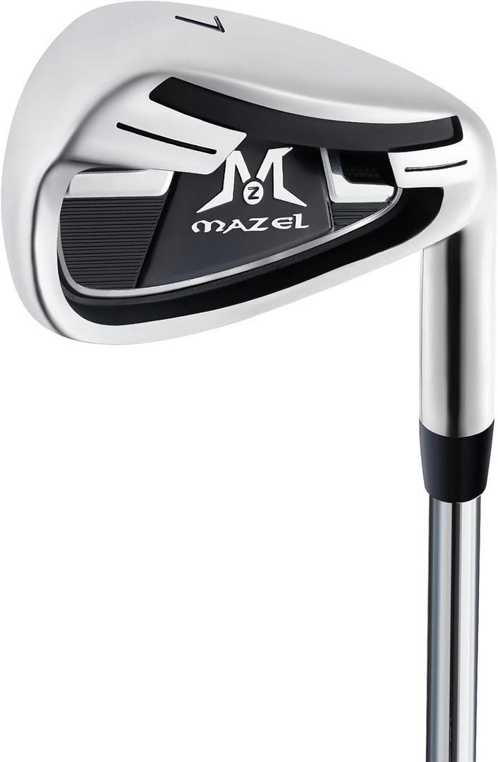 MAZEL Golf Individual Iron 7 Golf Iron with Steel Shafts for Right Handed Golfers (Stainless Steel, Black Silver, 7 Iron, Stiff, Right)