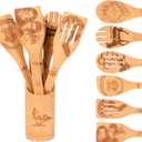 7PCS Gifts for Women Kitchen Accessories Wooden Spoons for Cooking Utensils Set 7pcs Magic Spoon for Housewarming-Wooden Spatula for Birthday Gift