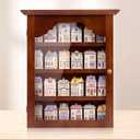Chunful Vintage Wooden Spice Jar Rack Display Shelf with Clear Door, Brown