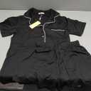 Ekouaer Pajamas Set for Women Short Sleeve Sleepwear Button Down Pjs Soft 2 Piece Lounge Sets Black X-Small