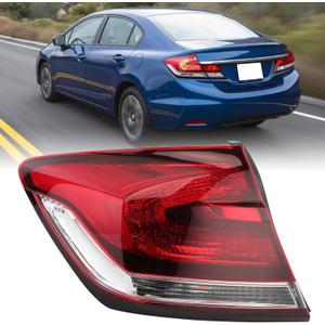Outer Tail Light Compatible with 2013 2014 2015 Honda Civic 4-Door Sedan Replace 33550TR0A51 HO2804102 Left Driver Side