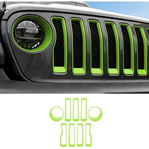 Grille Inserts & Headlight Cover for 2018-2022 Jeep Wrangler JL Sport & Sport S ONLY (Green)