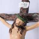 Crucifix Wall Cross - 16 Inch Hand Painted Jesus Christ Statues Resin Catholic Wall Decor for Inspirational Home, Altar, Living Room, Religious Gifts, 16.1"L x 10.6"W