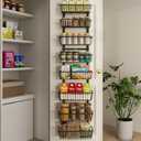 Mefirt 12 Inch Wide Narrow Over The Door Pantry Organizer, Pantry Organization and Storage, Black 8-Tier Metal Hanging Deep Basket Wall Spice Rack Seasoning Shelves, Home & Kitchen Essentials