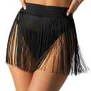 SOFIA'S CHOICE Women Fringe Skirt Unlined Western Cowgirl Party Flowy Tassel Mini Skirts Festival Rave Outfits Black X-Large