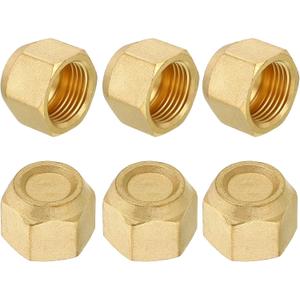 PATIKIL 5/8" Brass Flare Cap, 7/8-14UNF Female Thread 6Pcs SAE Flare Fitting 45 Degree Hex Pipe Fittings for Air Conditioner Refrigeration PATIKIL 5/8" Brass Flare Cap, 7/8-14UNF Female Thread 6Pcs SAE Flare Fitting 45 Degree Hex Pipe Fittings for Air Conditioner Refrigeration