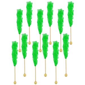 Fruidles Watermelon Rock Candy Lollipops Pops Candy Suckers, Color and Flavor Assortment, Individually Wrapped, 6.5" (Pack of 12) - Green Best By 09/25/26