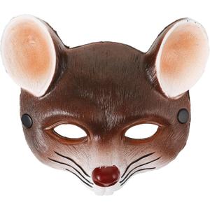 jojofuny Rat Mask: 3D Mouse Mask Half Face Animal Rat Costume for Halloween Carnival Masquerade Party Cosplay Props - Brown