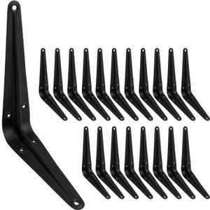 20 Pack 6 inch Shelf Brackets for DIY Floating Shelf, Heavy Duty Black Iron Metal Wall Bracket Shelf Bracket, Decorative Corner Brackets Joint Angle Bracket