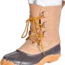 Landing Craft Snow Boots for Women,Waterproof Leather Upper Nonslip Vulcanizaty Rubber Sole Duck Boots (10, Light Brown Cowbuck)