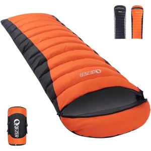 Ultralight Down Sleeping Bag for Adults - 600 Fill Power, Cold Weather, Backpacking, Camping, Hiking