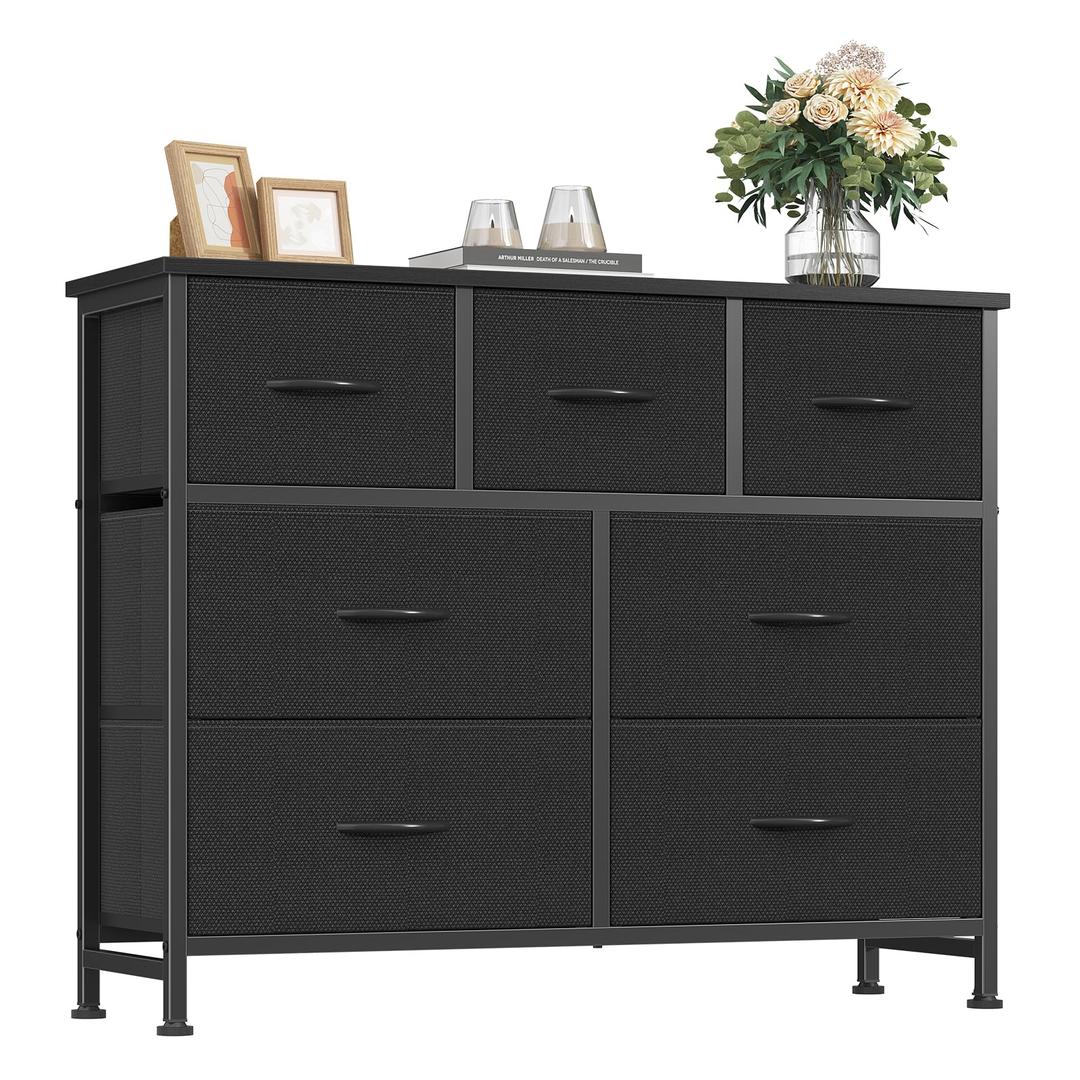 HAPPYMONT Fabric Dresser for Bedroom with 7 Drawers, Chest of Drawers