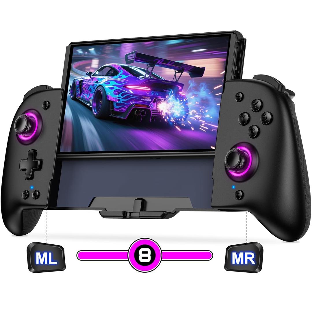 Spican Switch Controllers for Nintendo Switch/OLED Controller, Switch Accessories Wireless Pro Controller One-Piece Joypad, Full-Size Handheld Mode Controller with Battery/Turbo for Nintendo Switch Games (Black)