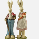 Easter Bunny Decorations Couple Rabbit Holding Bird Chutes and Carrot, Hand-Pain