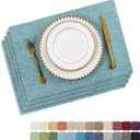Home Brilliant Cloth Placemats Set of 4 for Holiday Dinner Linen Placemat Heat Resistant Dining Table Place Mats for Kitchen Table, 13 x 19 inches, Teal