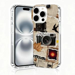 for iPhone 16 Pro Max Case, Collage Cases for iPhone 16 Pro Max, Scratch Resistant Shockproof Cover, Aesthetic Clear Phone Cover, Vintage Cases, Classic Cameras Collage DesignB116