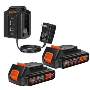 BLACK+DECKER 20V Battery Charger with (2) 20V MAX Batteries, Dual Charger for Power Tool Batteries (BDDC202BKT)
