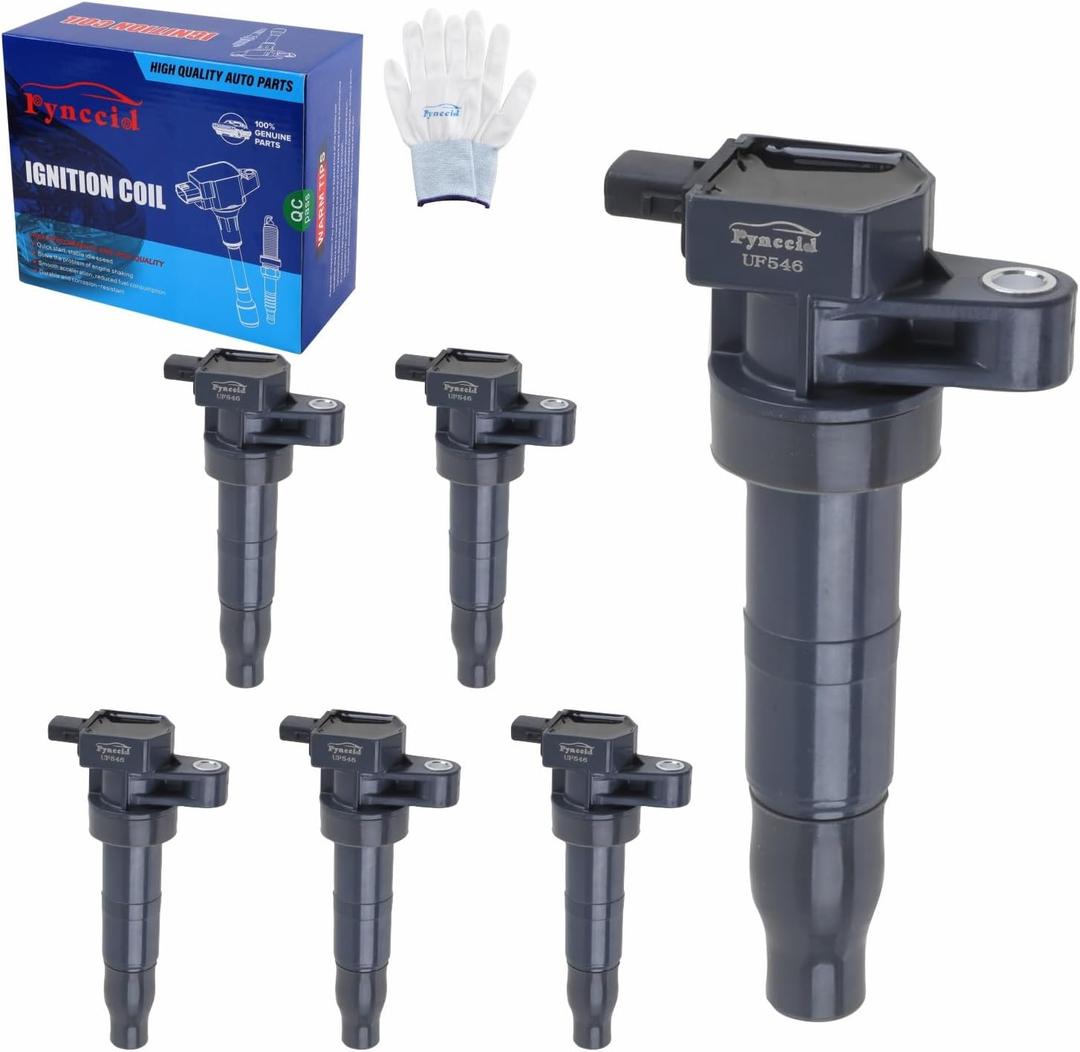UF546 High-Performance Ignition Coils Set of 6 for Hyundai Azera/Entourage/Santa Fe/Sonata/Veracruz & Kia Amanti/Optima/Sedona/Sorento 3.3L 3.8L V6 - Replaces UF546