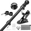 Black Flag Pole for Outside House, 6 FT Stainless Steel No Tangle Spinning Residential Flagpoles & Two-Position Flag Pole Holder Brackets Mounting for USA Outdoor Flags for Porch(Without Flag)