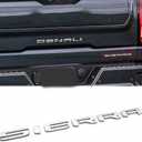 1pc 2019-2025 Small Tailgate Sierra Emblem Rear Liftgate Letter Nameplate Badge 3D Compatible with Sierra 1500 2500HD 3500HD At4 23400374 (Chrome)