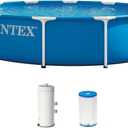 INTEX Metal Frame 12 ft x 30 in Above Ground Pool Set, Round Swimming Pool with Steel Frame, 530 GPH Cartridge Filter Pump, and Type A Filter Cartridge