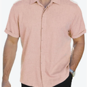 Mens Linen Shirts Button Down Short Sleeve Shirt Casual Stylish Beach Vacation Tops Breathable Wrinkle Resistant. Size 2XL