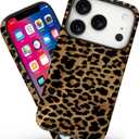 Magnetic for iPhone 17 Pro Max Case Cute Cheetah Print Phone Case, Leopard Print Shockproof Slim TPU and Hard PC Protective Cover Fit for MagSafe Designed for Women Girls, Brown Amber