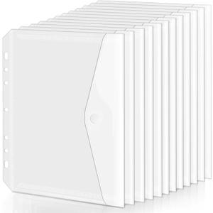 8.5x5.5 Binder Pockets, Poly Mini Binder Pocket 5.5 x 8.5 inches, 7-Hole Punched - 12 Pack