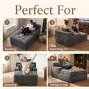 Boneless Chaise Lounge Couch Indoor, Small Corduroy Upholstered Sleeper Sofa Bed Reading Chairs with 3 Pillows, Fluffy Comfy Cloud Sofas Couches, Compression Boneless Sofa for Small Corner, 57''