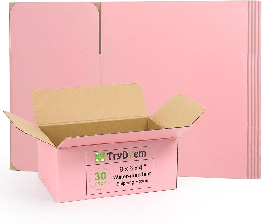 9x6x4 Inch Cute Pink Shipping Boxes, 30 Pack Corrugated Cardboard Box, Mailing Packaging Boxes for Small Business