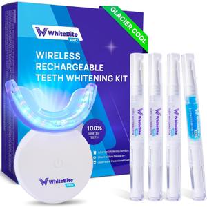Whitebite Pro Premium Teeth Whitening Kit for Sensitive Teeth  32X Dual LED Light System with 3 Whitening Pens & 1 Remineralizing Pen (Glacier Cool)
