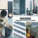 BSICPRO Bathroom Rugs Sets 2 Piece, Non Slip Striped Bath Mats, Denim Blue