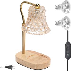 Candle Warmer Lamp with Timer, Wax Candle Warmer Light with 2 Bulbs, Electric Candle Warmer for Jar Candles, Adjustable Height and Dimmable Wax Warmer Lamp, 2/4/8H Timer, Modern Decor Home