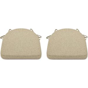 Shinnwa Dining Chair Cushions Set of 2, Non-Slip Kitchen Chair Cushions with Ties and Machine Washable Cover, 2 Pack, 17 x 16.5 x 2in, Natural Linen