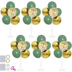 6 Set Balloon Stand with Green and Gold Balloons Centerpiece Table Decorations Birthday Woodland Baby Shower Bridal Shower St.Patrick's Day Easter Christmas New Years Decorations 2025