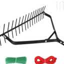 32" Aquatic Weed Rake 6.3" Steel Rod Lake Weed Cutter, Double Sided Pond Weed Clearing Tool, Muck Silt Weed Rakes for Lake Pond Rivulet Beach, 30ft Thicker Rope and Net
